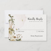乾燥エレガントフローラリース結婚ズ 出欠カード (正面)