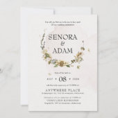 乾燥エレガントフローラリース結婚ズ 招待状 (正面)