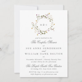 乾燥エレガント野花のパンパスカップルのシャワー 招待状