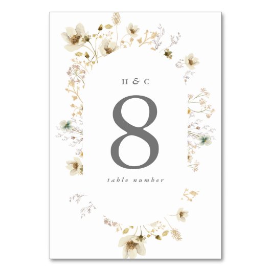 乾燥エレガント野花パンパフローラボホオーバル テーブルナンバー (正面)