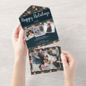 乾燥オレンジのクリスマス4枚の写真をすべて1枚のカードで収める オールインワン招待状 (貼ってはがせる)