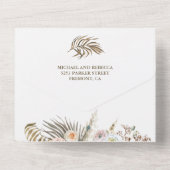 乾燥トロピカルパームパンパスグラスフローラ結婚ズ オールインワン招待状 (裏面)