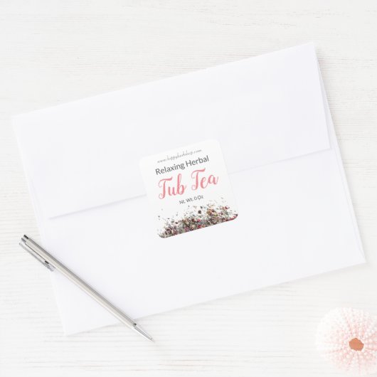乾燥ハーブエキス浴槽茶ソークラベル スクエアシール (封筒)