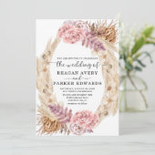 乾燥パンパスグラスバラパープルフローラ結婚ズ 招待状 (スタンド正面)