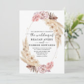 乾燥パンパスグラスバラパープル結婚ズ 招待状 (スタンド正面)