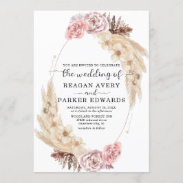 乾燥パンパスグラスバラパープル結婚ズ 招待状