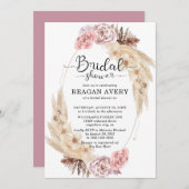 乾燥パンパスグラスフローラブライダルシャワー 招待状 (正面/裏面)