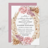 乾燥パンパスグラスフローラ結婚のリハーサルディナー 招待状 (正面/裏面)