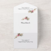 乾燥パンパスグラス、パーム葉バラ、すべて結婚の オールインワン招待状 (外側)