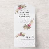 乾燥パンパスグラス、パーム葉バラ、すべて結婚の オールインワン招待状 (内側)