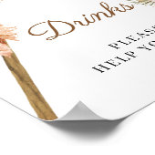 乾燥パームパンパスグラスダスティピンクオーキッドサイン ポスター (角)