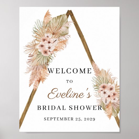 乾燥パームパンパスグラスダスティピンクオーキッドサイン ポスター (正面)