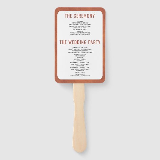 乾燥パームパンパスグラステラコッタ結婚式プログラム ハンドファン (裏面)