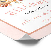 乾燥パームパンパスグラス柔らかいピンクの結婚歓迎 ポスター (角)