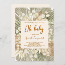 乾燥パームルナリア赤ちゃんシャワー少女の招待