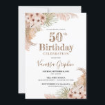 乾燥パーム葉スパンパスグラス50誕生日 招待状<br><div class="desc">乾燥パーム葉デザインパンパスグラス50誕生日の招待状、注目すべきトレンディー砂漠の熱帯は、水の色の手の手の乾燥パンプアスグラス混合混合バラ混合ランとイベント蘭と埃の多いピンクのバラと砂漠の埃のバラのを組み合わせたわせをのををををPhying。砂漠のフローラの招待，スモークほこりっぽいピンクのバラの蘭の混合乾燥パーム葉招待状とパンパスグラス，ほこりっぽいピンクのバラの蘭の蘭の混合乾燥パーム，ビーチ夏の熱帯の招待パームの混合乾燥パーム，豊かな熱帯の庭の誕生日は、大事な行事の夏の熱帯のの招のの招待，燻製ビーチのののブライダルシャワーののののののののののの招ののののの招待のの招待イベントののののののののををををを歓迎をCHORCHORCHINGUITRO。一致連絡するアイテムまたはカスタマイズ、赤面バラ©</div>