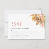 乾燥パーム葉ス、パンパスグラス柔ら結婚いピンク 出欠カード (正面)