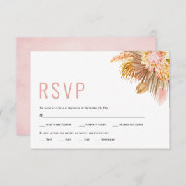 乾燥パーム葉ス、パンパスグラス柔ら結婚いピンク 出欠カード