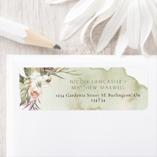 乾燥パーム葉差出人住所、グリーンウォーター ラベル (インサイチュ)