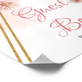 乾燥パーム葉赤面フラワーズゲストブックサイン ポスター (角)