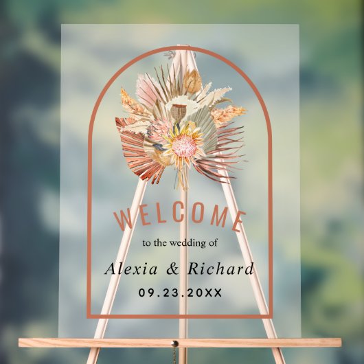 乾燥パーム離れのテラコッタ結婚の霜 アクリルサイン (ニュートラル)