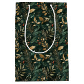 乾燥フローラと金ゴールド色離れ付き ミディアムペーパーバッグ (正面)