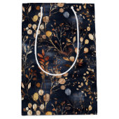 乾燥フローラと金ゴールド色離れ付き ミディアムペーパーバッグ (正面)