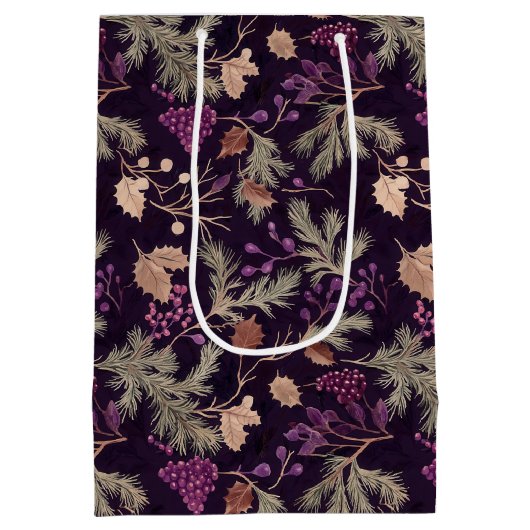 乾燥フローラと金ゴールド色離れ付き ミディアムペーパーバッグ (裏面)