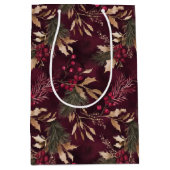 乾燥フローラと金ゴールド色離れ付き ミディアムペーパーバッグ (正面)