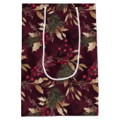 乾燥フローラと金ゴールド色離れ付き ミディアムペーパーバッグ (裏面)