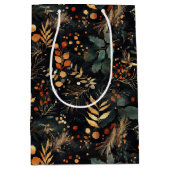 乾燥フローラと金ゴールド色離れ付き ミディアムペーパーバッグ (正面)