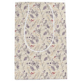 乾燥フローラと金ゴールド色離れ付き ミディアムペーパーバッグ (正面)