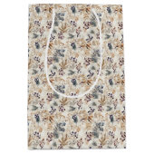 乾燥フローラと金ゴールド色離れ付き ミディアムペーパーバッグ (正面)