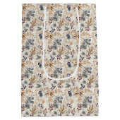 乾燥フローラと金ゴールド色離れ付き ミディアムペーパーバッグ (裏面)