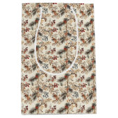 乾燥フローラと金ゴールド色離れ付き ミディアムペーパーバッグ (正面)