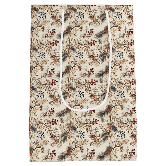 乾燥フローラと金ゴールド色離れ付き ミディアムペーパーバッグ (裏面)