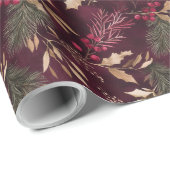 乾燥フローラと金ゴールド色離れ付き ラッピングペーパー (ロールコーナー)