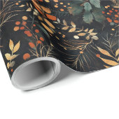 乾燥フローラと金ゴールド色離れ付き ラッピングペーパー (ロールコーナー)