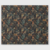 乾燥フローラと金ゴールド色離れ付き ラッピングペーパー (フラット)