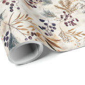 乾燥フローラと金ゴールド色離れ付き ラッピングペーパー (ロールコーナー)
