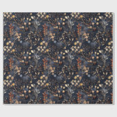 乾燥フローラと金ゴールド色離れ付き ラッピングペーパー (フラット)