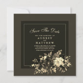 乾燥フローラスプレーアースブラウン秋の結婚式 セーブザデート (正面)