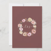 乾燥フローラボホブルゴーニュバラ金ゴールドブライダルシャワー 招待状 (裏面)