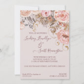 乾燥フローラボホ赤面バラ金ゴールドブライダルシャワー 招待状 (正面)
