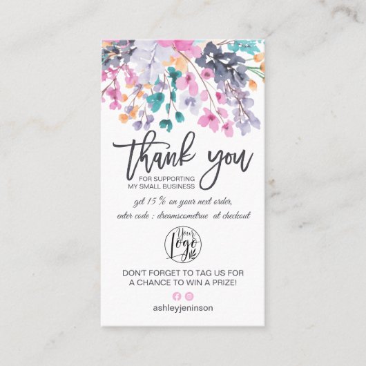 乾燥フローラ水の色のロゴの感謝してい順序は 名刺 (正面)