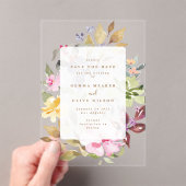 乾燥フローラ水彩画結婚像写真 アクリル招待状 (インサイチュ (ポータブル))