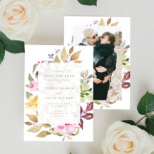 乾燥フローラ水彩画結婚像写真