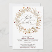 乾燥フローラ野草秋秋赤ちゃんシャワー 招待状 (正面)