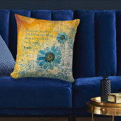 乾燥ブルーデイジーオンオークレサーフェス花引用文 クッション