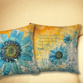 乾燥ブルーデイジーオンオークレサーフェス花引用文 クッション